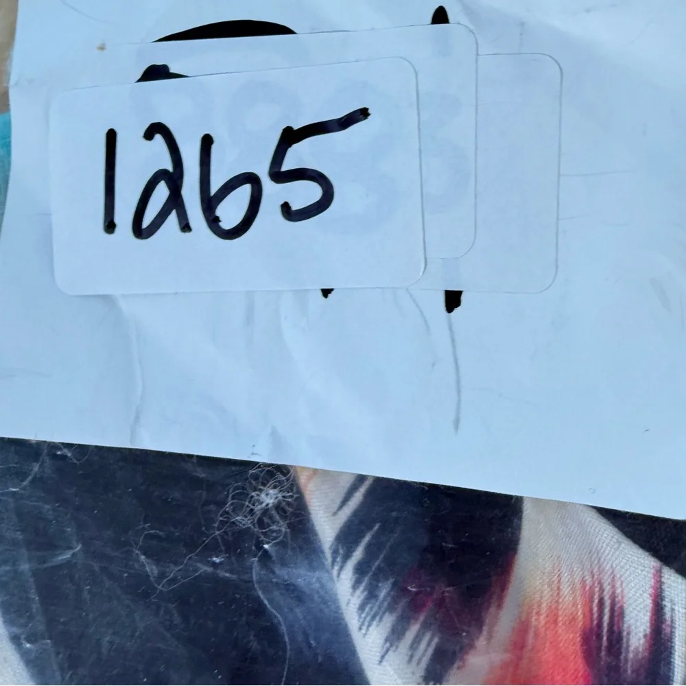 DKNY 100% Linen Paintbrush Strokes Midi Skirt Faux Wrap A Line Artsy 12 - Picture 10 of 10